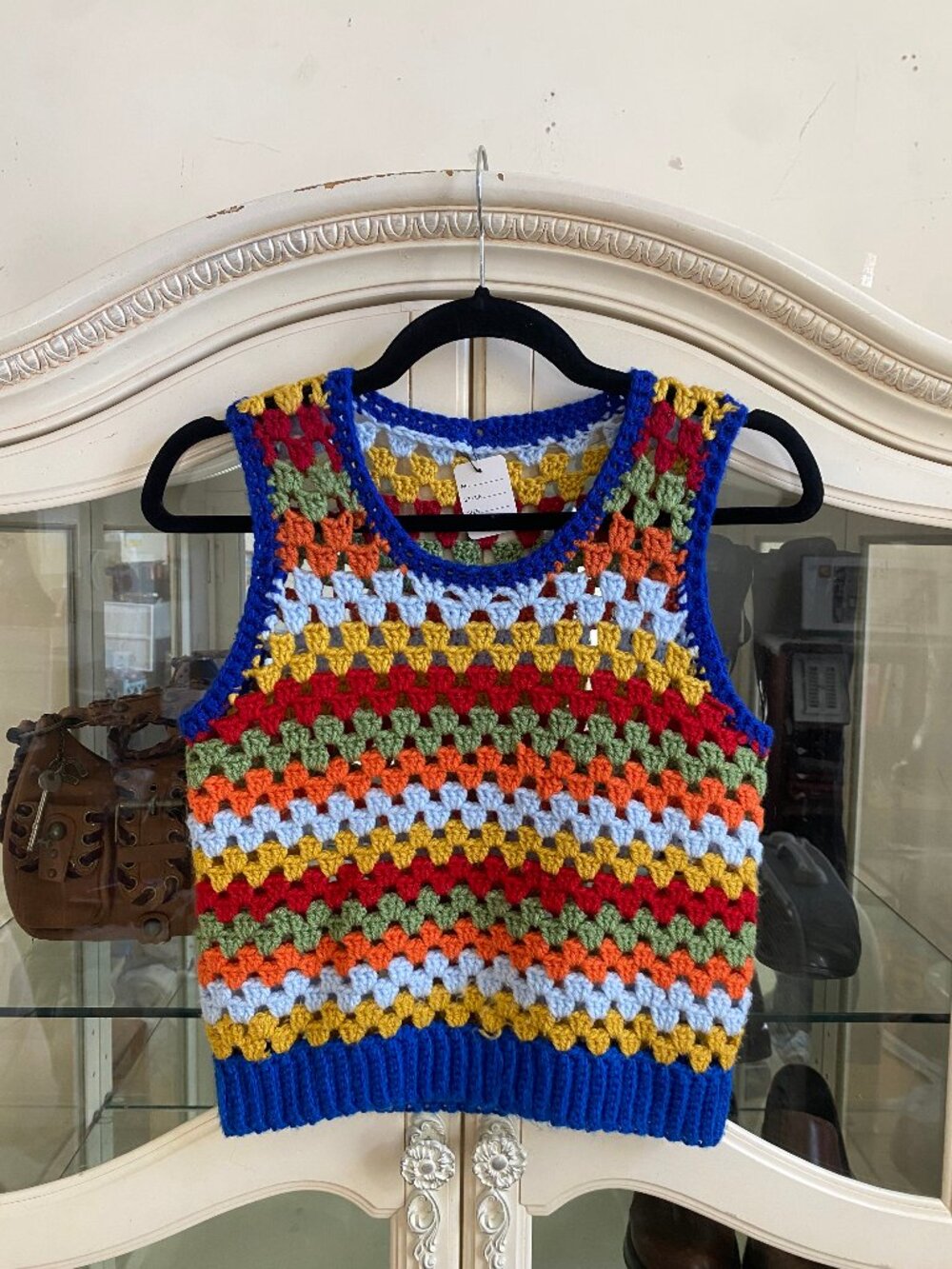 Granny Square Hand Made Crochet Rainbow Vest